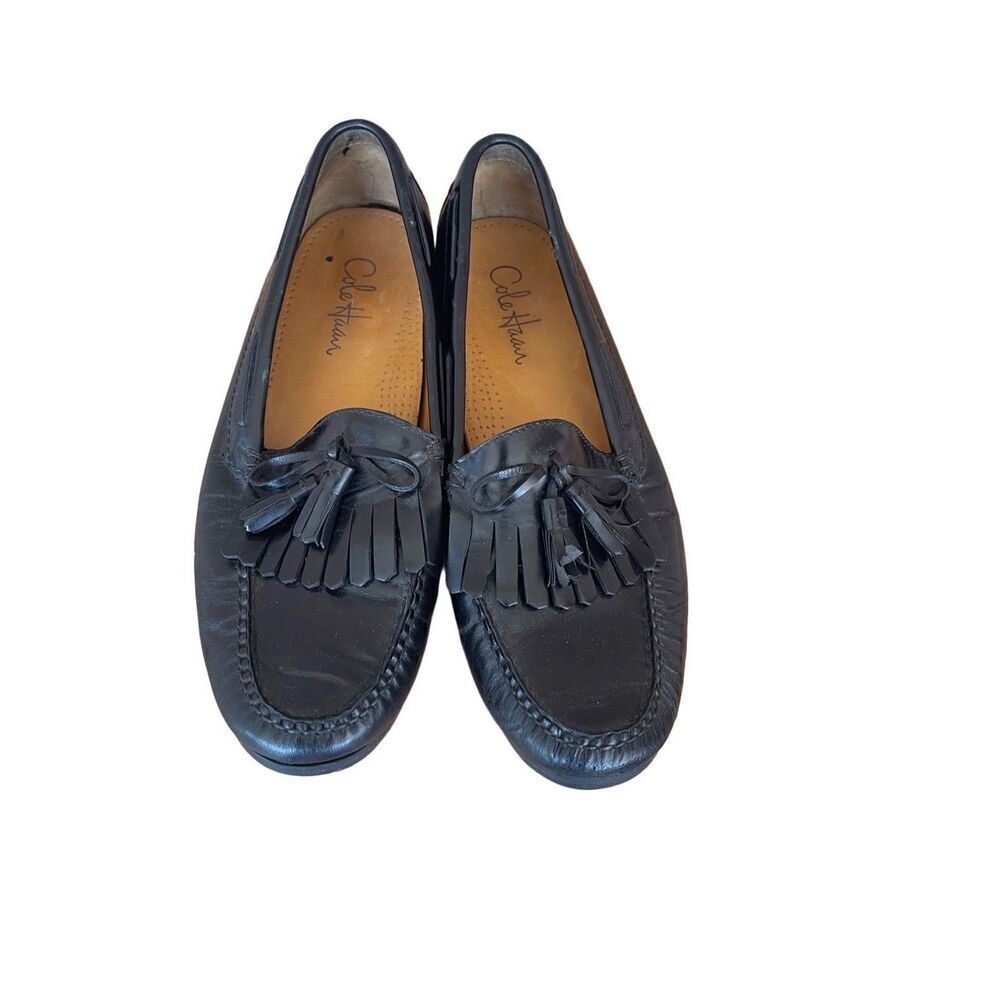 Cole Haan Black Leather Kiltie Tassel Loafers